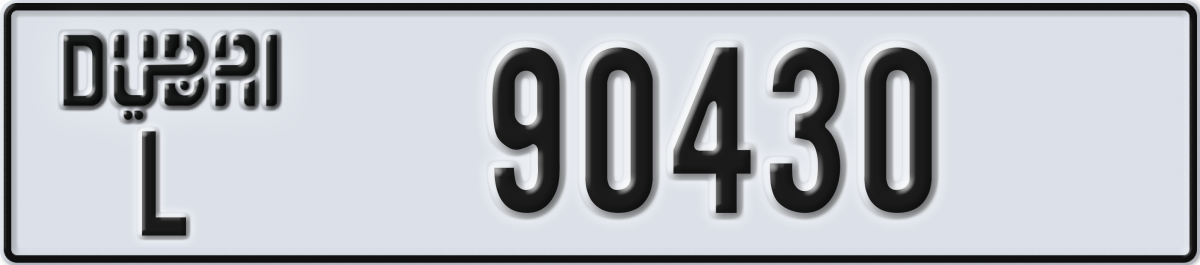 dubai License Plate Number 90430 Code L