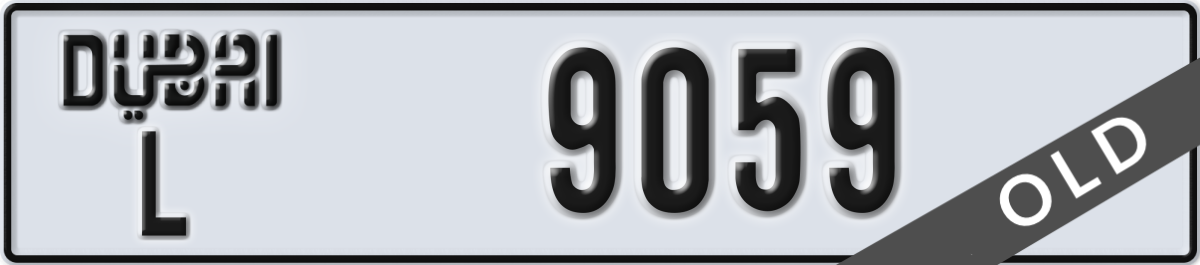 dubai License Plate Number 9059 Code L
