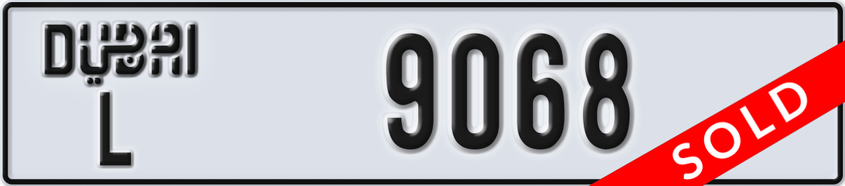 dubai License Plate Number 9068 Code L