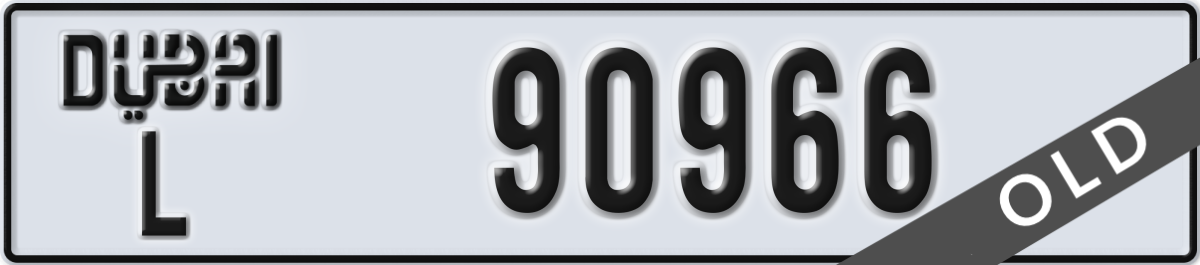 dubai License Plate Number 90966 Code L