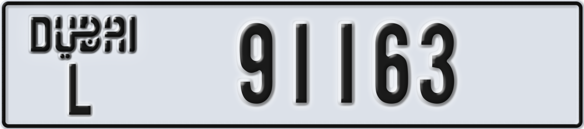 dubai License Plate Number 91163 Code L