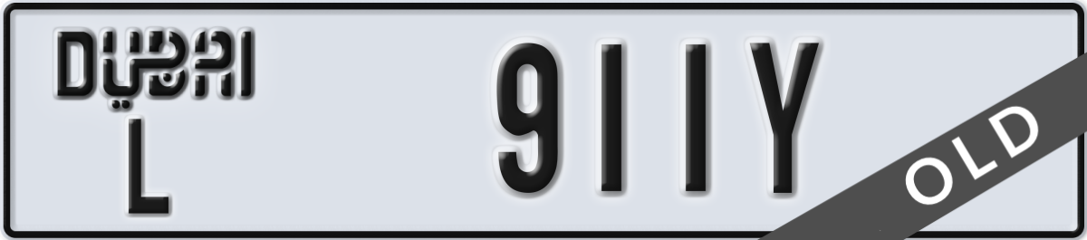 dubai License Plate Number 911Y Code L