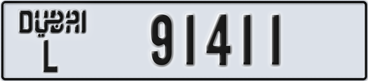 dubai License Plate Number 91411 Code L