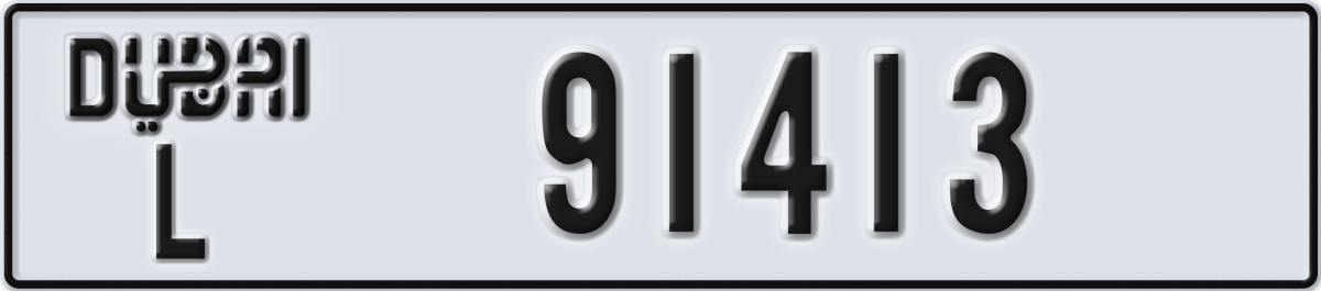 dubai License Plate Number 91413 Code L
