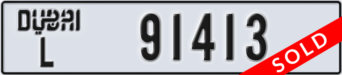 dubai License Plate Number 91413 Code L