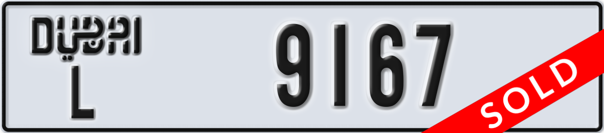 dubai License Plate Number 9167 Code L