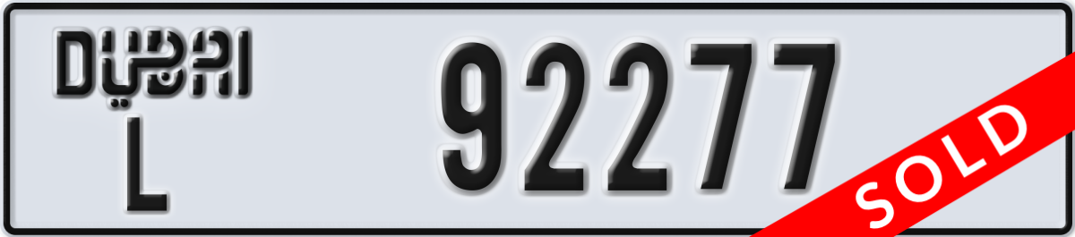 dubai License Plate Number 92277 Code L