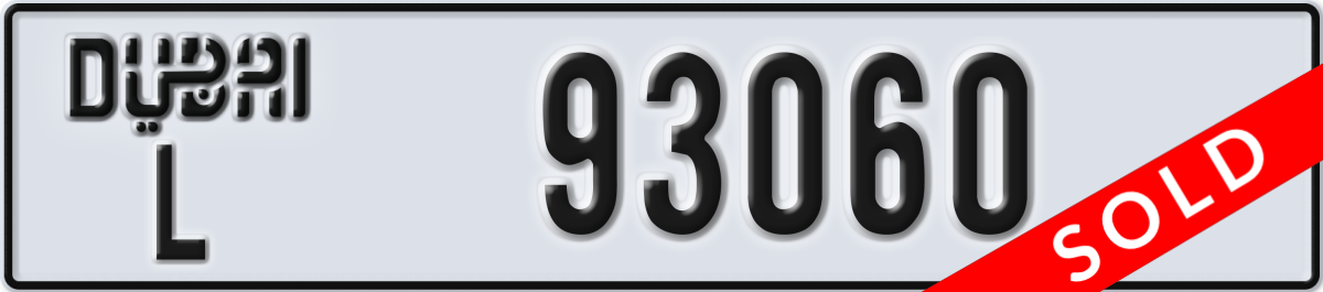 dubai License Plate Number 93060 Code L