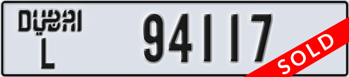 dubai License Plate Number 94117 Code L