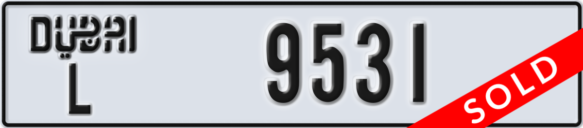 dubai License Plate Number 9531 Code L