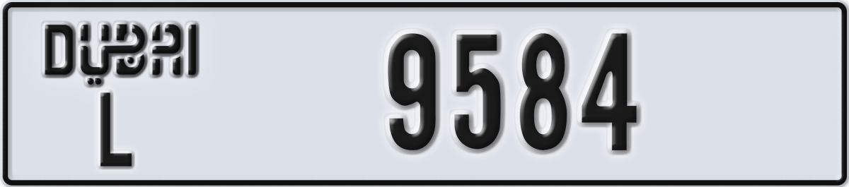dubai License Plate Number 9584 Code L