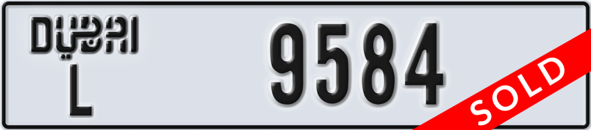 dubai License Plate Number 9584 Code L