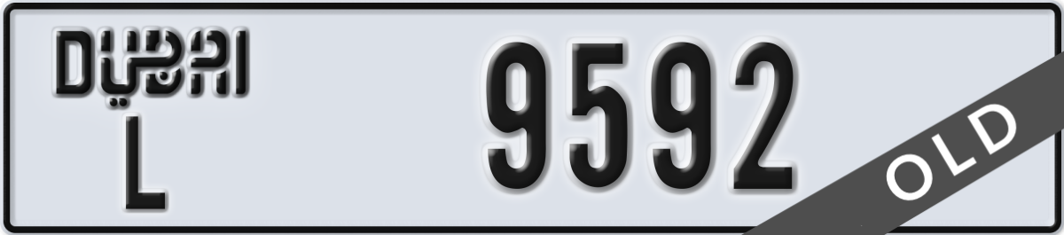 dubai License Plate Number 9592 Code L