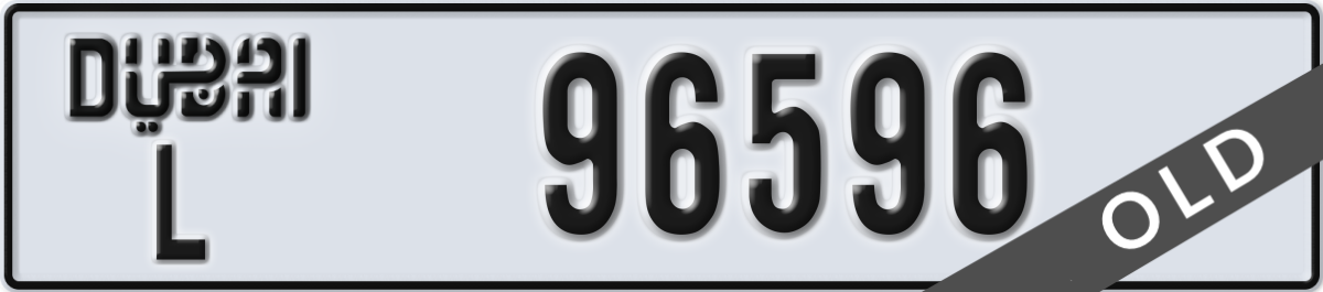 dubai License Plate Number 96596 Code L