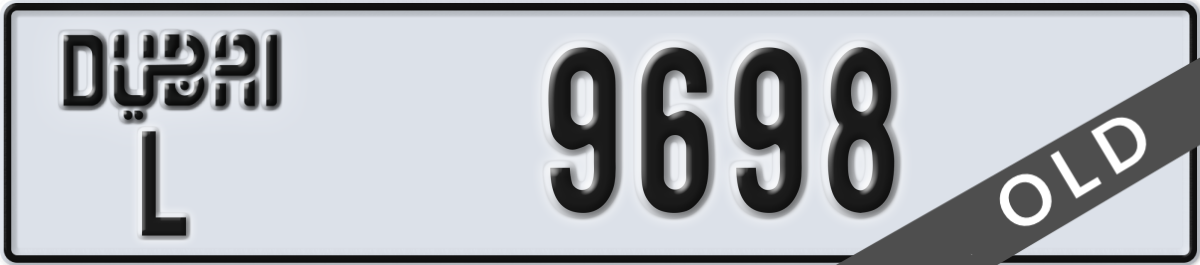 dubai License Plate Number 9698 Code L