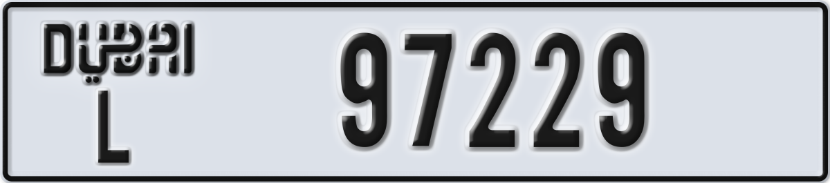 dubai License Plate Number 97229 Code L