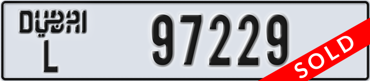 dubai License Plate Number 97229 Code L