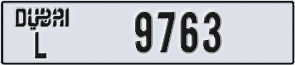 dubai License Plate Number 9763 Code L