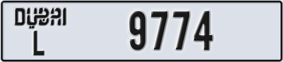 dubai License Plate Number 9774 Code L