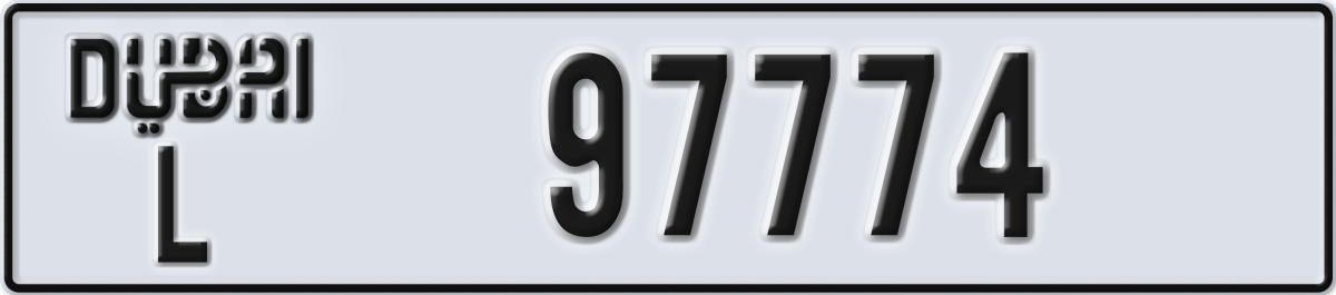 dubai License Plate Number 97774 Code L