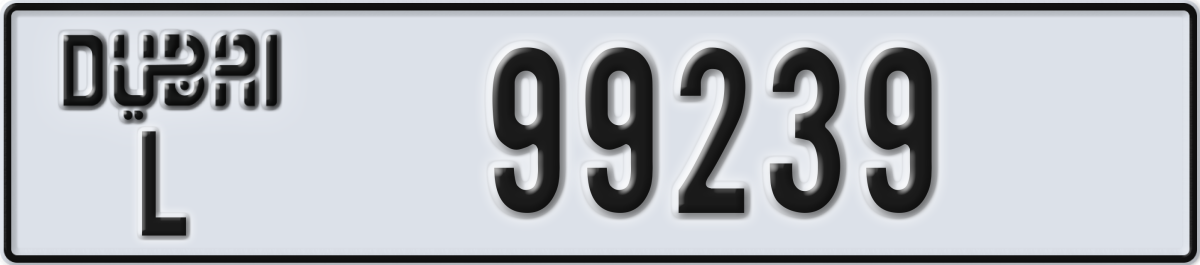 dubai License Plate Number 99239 Code L