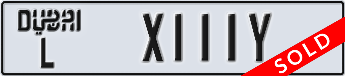 dubai License Plate Number X111Y Code L