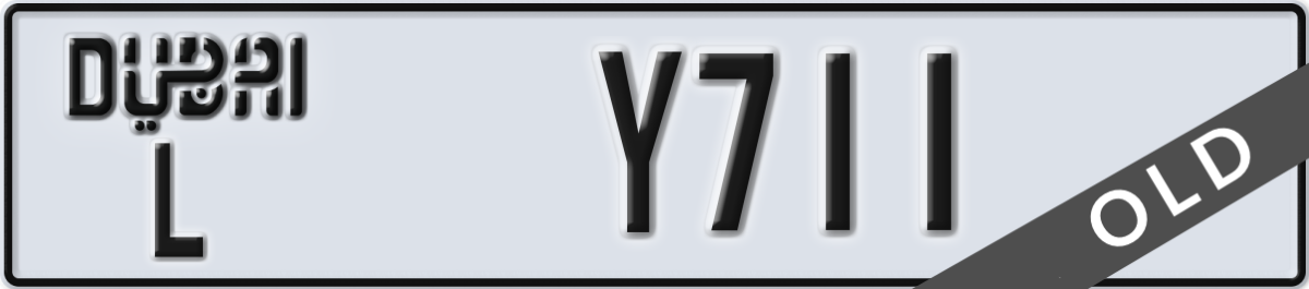 dubai License Plate Number Y711 Code L