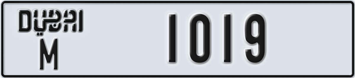 dubai License Plate Number 1019 Code M