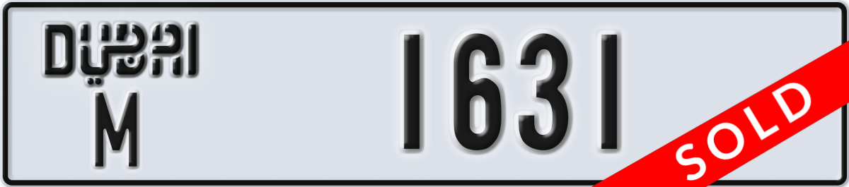 dubai License Plate Number 1631 Code M