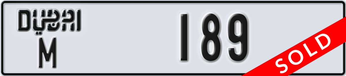dubai License Plate Number 189 Code M