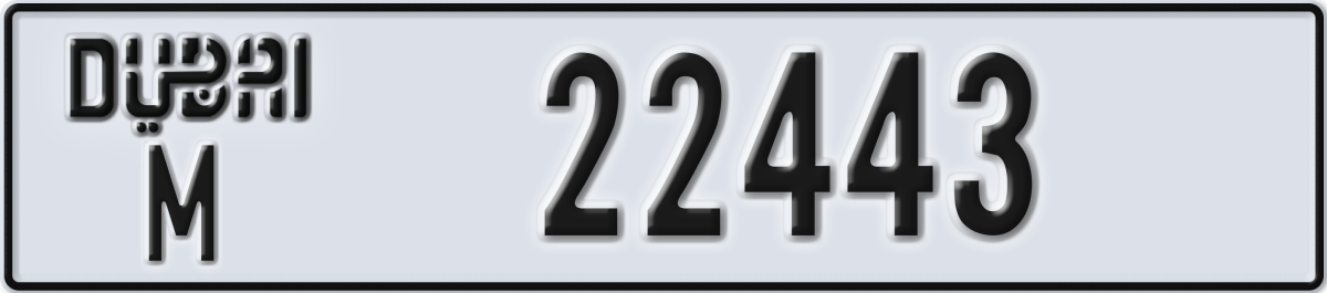 dubai License Plate Number 22443 Code M