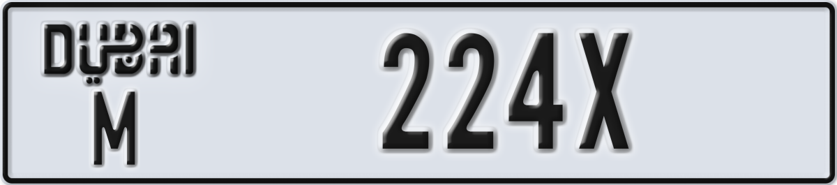 dubai License Plate Number 224X Code M