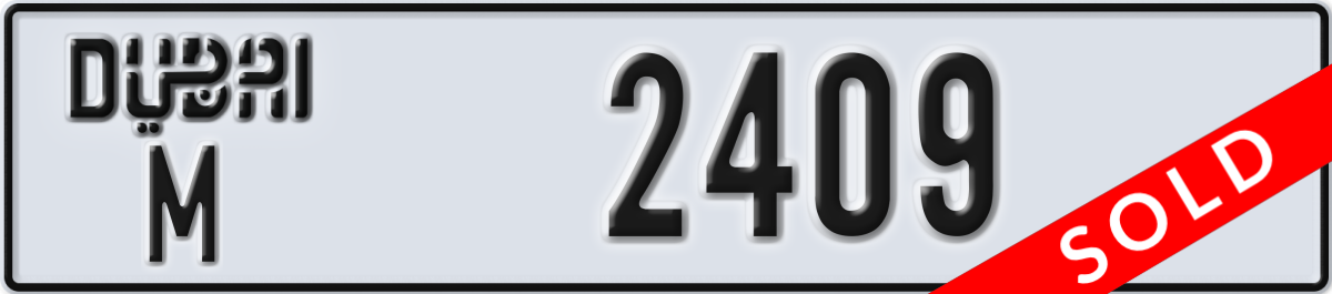 dubai License Plate Number 2409 Code M