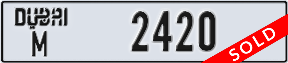 dubai License Plate Number 2420 Code M