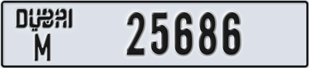 dubai License Plate Number 25686 Code M