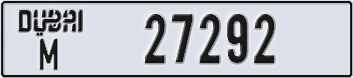 dubai License Plate Number 27292 Code M