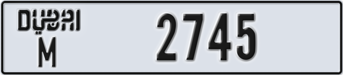 dubai License Plate Number 2745 Code M