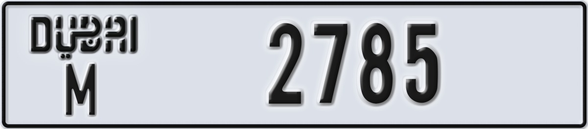 dubai License Plate Number 2785 Code M