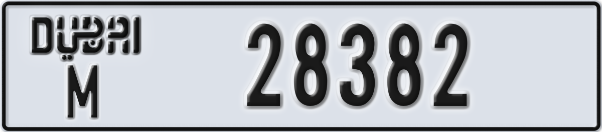 dubai License Plate Number 28382 Code M