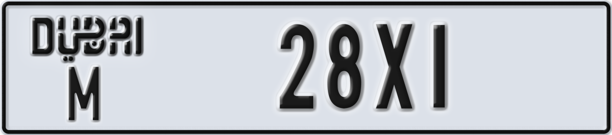dubai License Plate Number 28X1 Code M