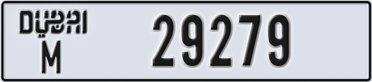 dubai License Plate Number 29279 Code M