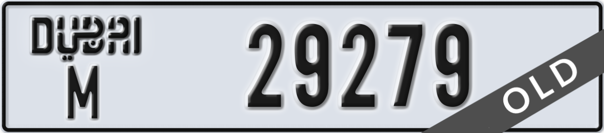 dubai License Plate Number 29279 Code M