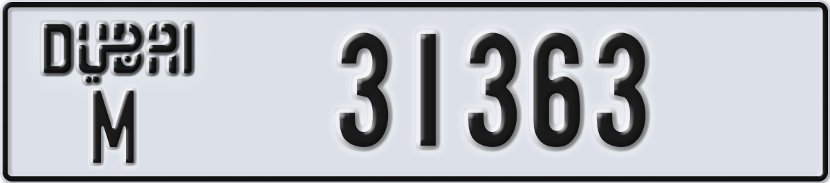 dubai License Plate Number 31363 Code M