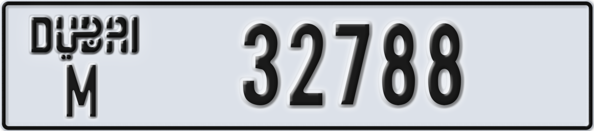dubai License Plate Number 32788 Code M