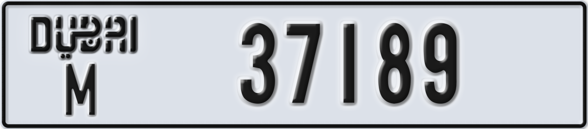 dubai License Plate Number 37189 Code M
