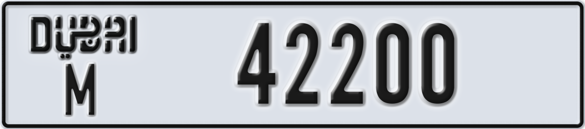 dubai License Plate Number 42200 Code M