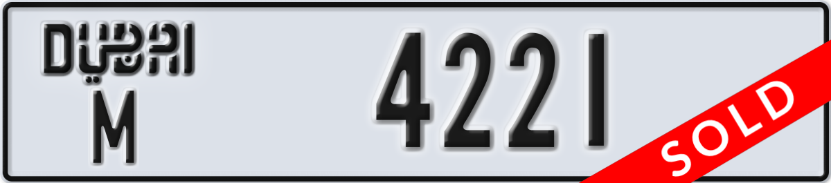dubai License Plate Number 4221 Code M