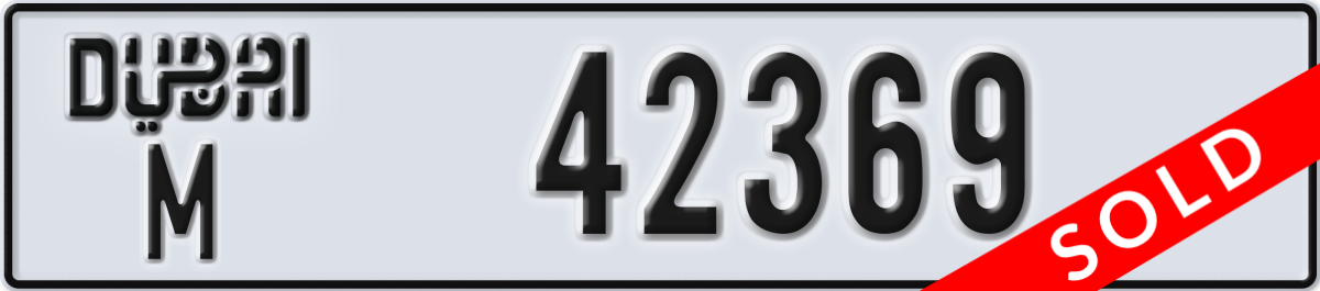 dubai License Plate Number 42369 Code M
