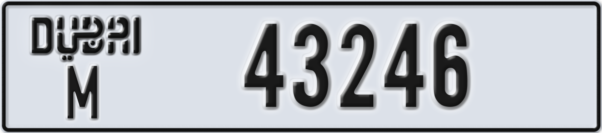 dubai License Plate Number 43246 Code M