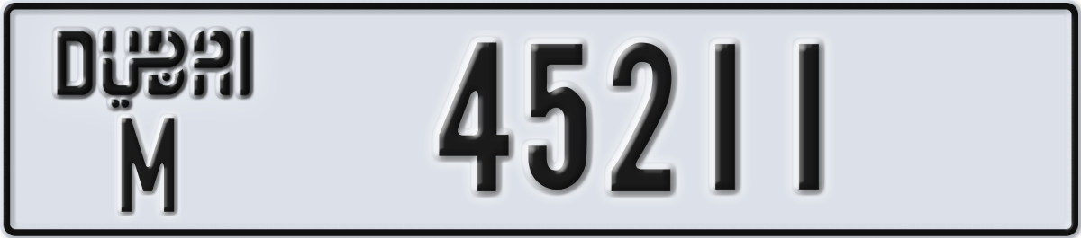 dubai License Plate Number 45211 Code M